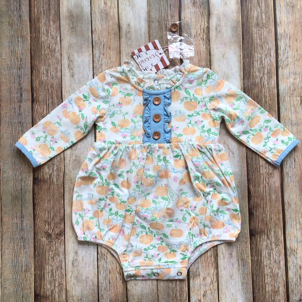 NWT Serendipity Pumpkin Bubble Romper